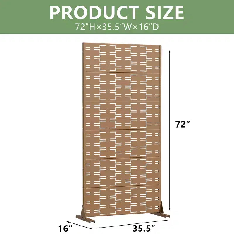 Panneau de clôture autoportant Dovelina Outdoor Metal Privacy Screen pour jardin, patio, terrasse, cour 72H x 35W/47W/70W/94W, 59H x 30W/60W