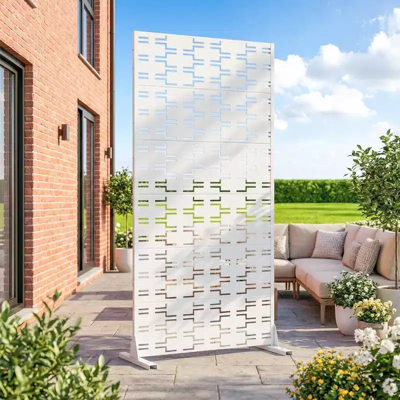 Panneau de clôture autoportant Dovelina Outdoor Metal Privacy Screen pour jardin, patio, terrasse, cour 72H x 35W/47W/70W/94W, 59H x 30W/60W