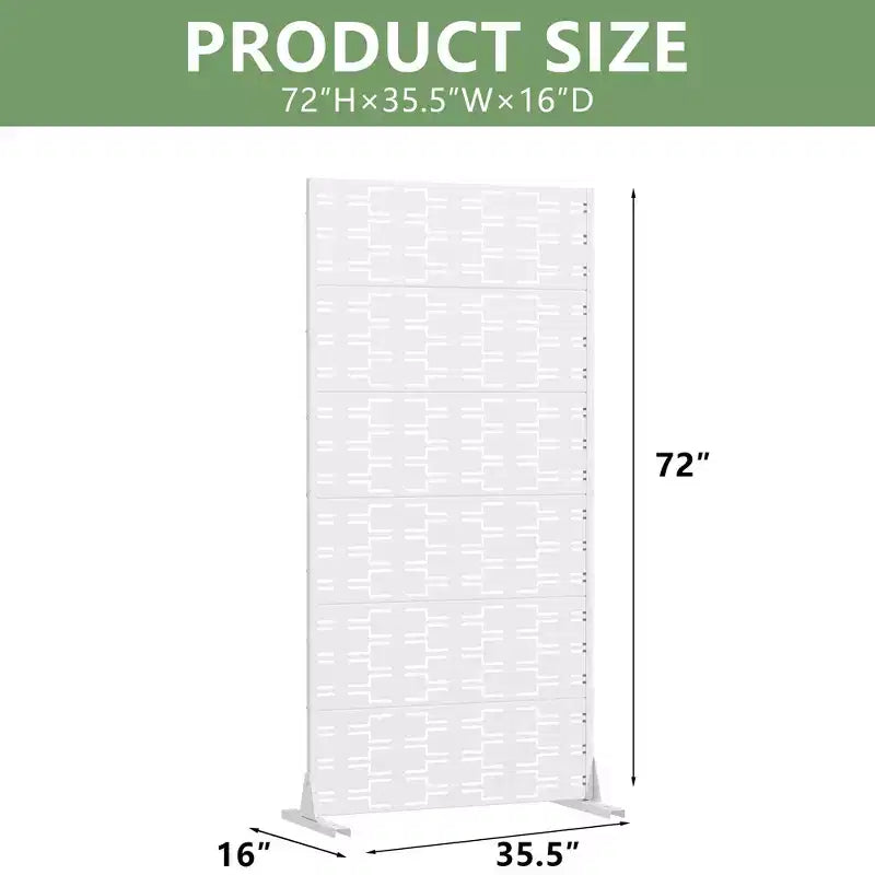Panneau de clôture autoportant Dovelina Outdoor Metal Privacy Screen pour jardin, patio, terrasse, cour 72H x 35W/47W/70W/94W, 59H x 30W/60W