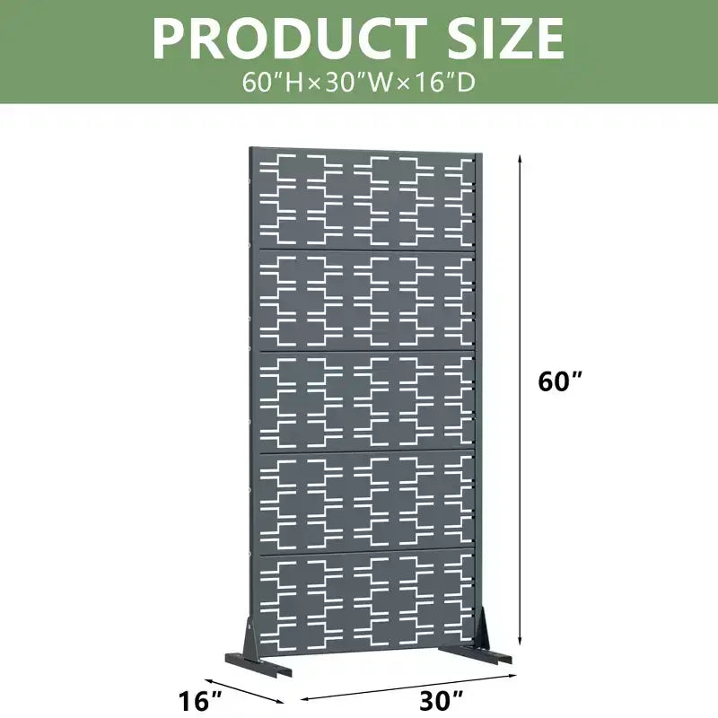 Panneau de clôture autoportant Dovelina Outdoor Metal Privacy Screen pour jardin, patio, terrasse, cour 72H x 35W/47W/70W/94W, 59H x 30W/60W