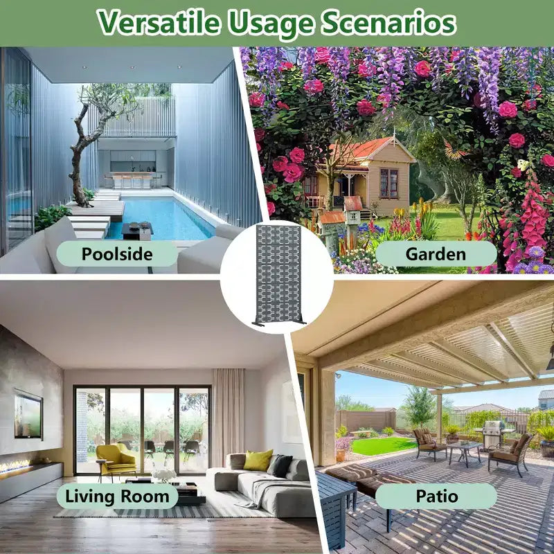 Panneau de clôture autoportant Dovelina Outdoor Metal Privacy Screen pour jardin, patio, terrasse, cour 72H x 35W/47W/70W/94W, 59H x 30W/60W