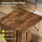 Table à manger carrée en bois Lantine pour 4, 80 cm, table de cuisine de style campagnard avec pied de support robuste pour salle à manger, salon