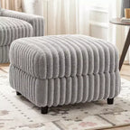Pouf Varos Furry Channel en tissu rembourré de duvet – Gris clair – iNSPIRE Q