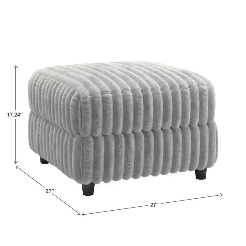 Pouf Varos Furry Channel en tissu rembourré de duvet – Gris clair – iNSPIRE Q