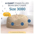 Pouf Ultimate Sack 3 pi, fauteuil géant ultra confortable pour l'intérieur, en fausse fourrure de chameau