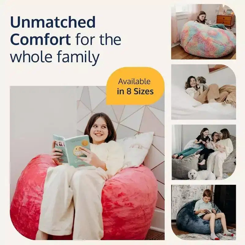 Pouf Ultimate Sack 3 pi, fauteuil géant ultra confortable pour l'intérieur, en fausse fourrure de chameau