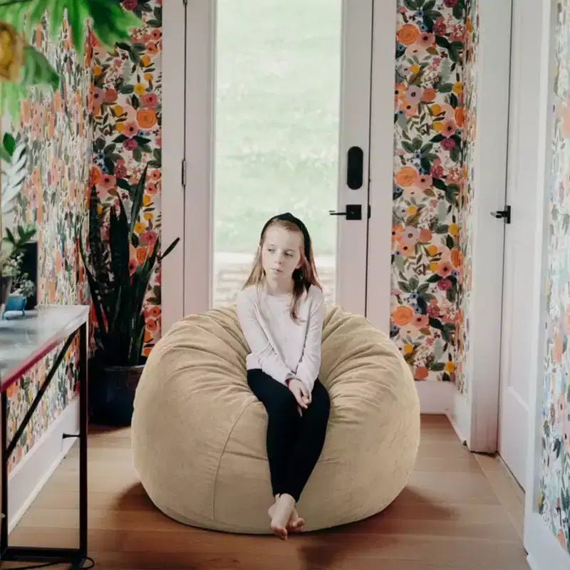 Pouf Ultimate Sack 3 pi, fauteuil géant ultra confortable pour l'intérieur, en fausse fourrure de chameau