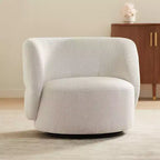 Fauteuil pivotant occasionnel Studio 55D Fontana 36 en tissu bouclette blanc cassé