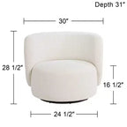 Fauteuil pivotant occasionnel Studio 55D Fontana 36 en tissu bouclette blanc cassé