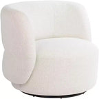 Fauteuil pivotant occasionnel Studio 55D Fontana 36 en tissu bouclette blanc cassé