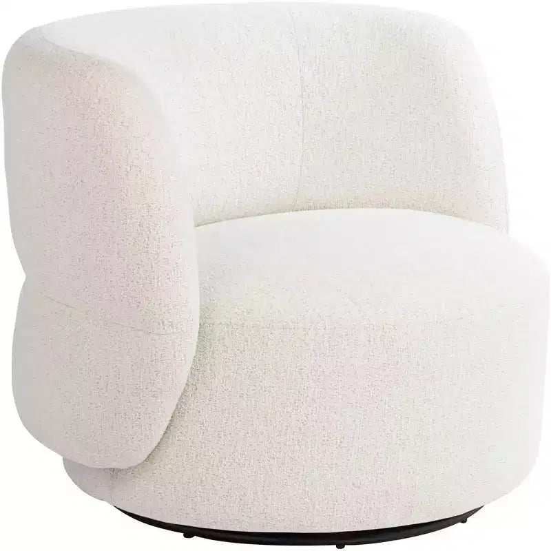 Fauteuil pivotant occasionnel Studio 55D Fontana 36 en tissu bouclette blanc cassé