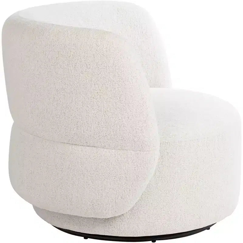Fauteuil pivotant occasionnel Studio 55D Fontana 36 en tissu bouclette blanc cassé