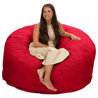 Ultimate Sack 5 Foot Foam Filled Washable Fur Covered Bean Bag Chair, Red