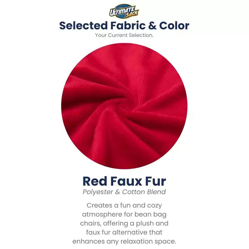 Pouf géant Ultimate Sack de 152 cm en mousse, housse lavable en fausse fourrure, couleur rouge