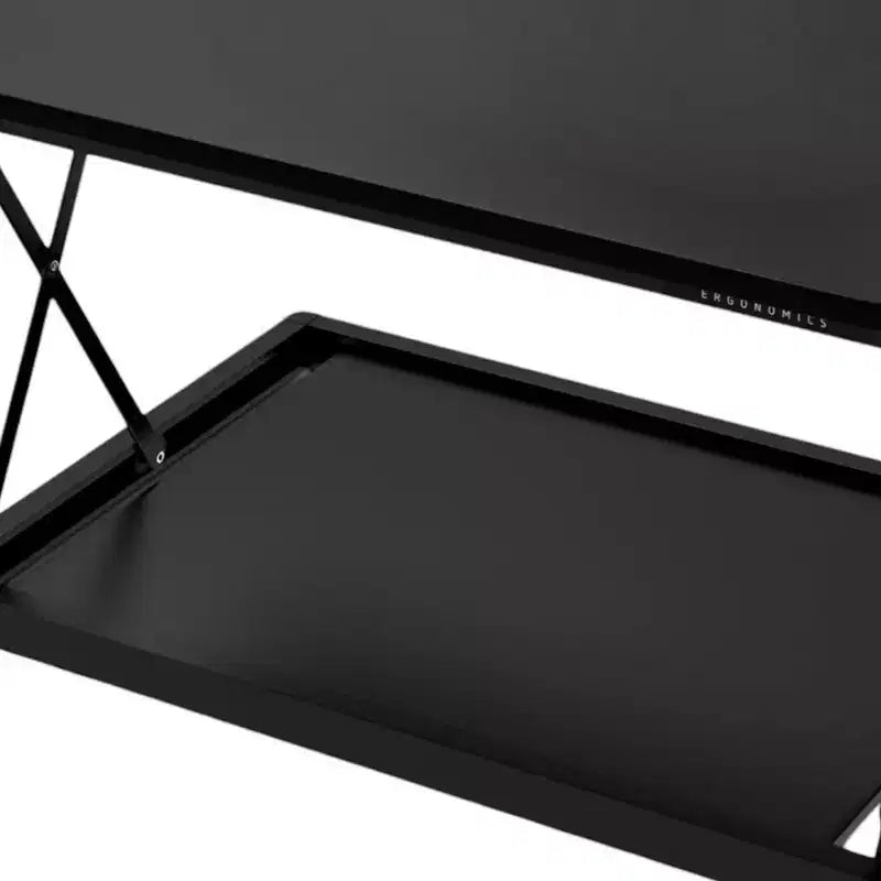 Rehausseur de bureau réglable en acier inoxydable noir HomeRoots 28