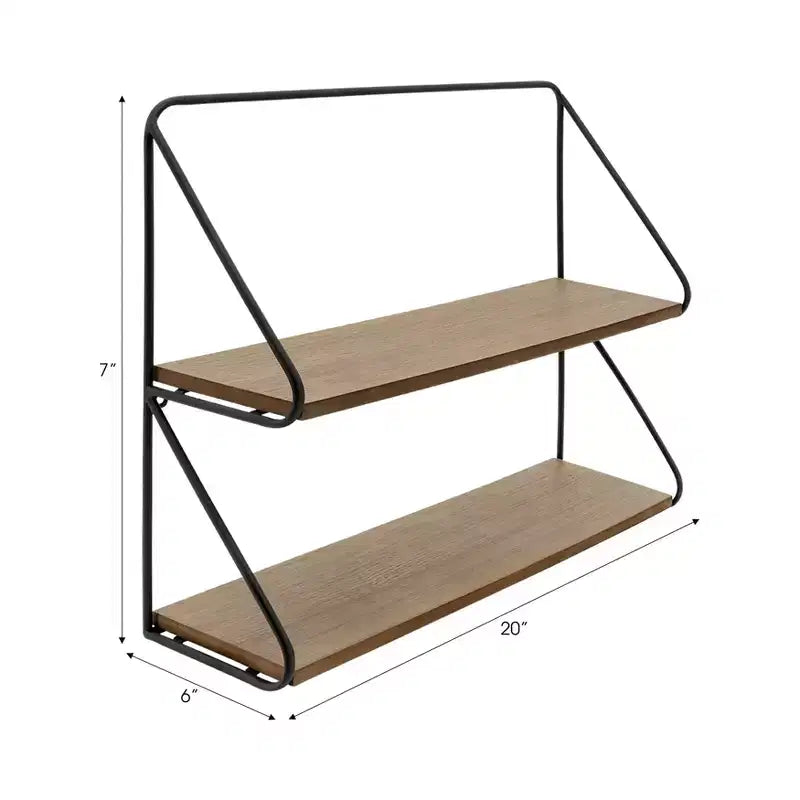 Étagère murale en métal et bois pour la maison – Organisateur de rangement suspendu pour salon, chambre, bureau ou entrée – 20