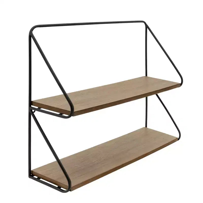 Étagère murale en métal et bois pour la maison – Organisateur de rangement suspendu pour salon, chambre, bureau ou entrée – 20