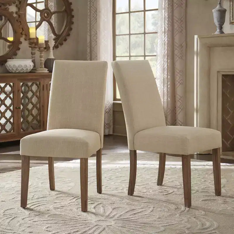 Chaises de salle à manger Parsons rembourrées en tissu Walton Park (lot de 2) - Naturel clair/beige - iNSPIREQ