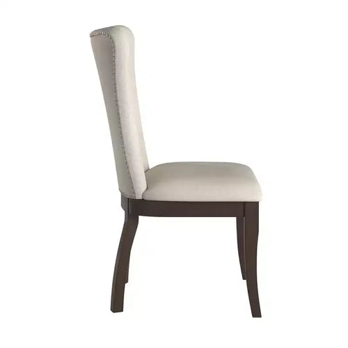 Chaises de salle à manger à dossier haut en tissu Airelle (lot de 2) - Cerisier foncé/Beige - iNSPIREQ