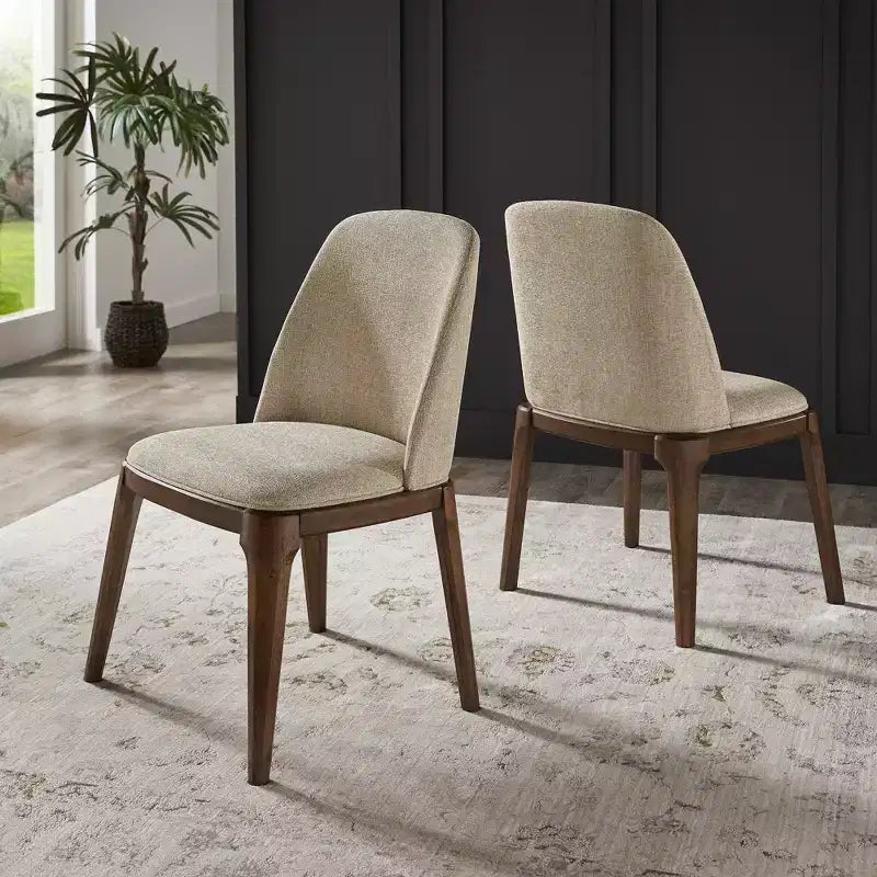 Chaises d'appoint rembourrées Kaiden au fini noyer (ensemble de 2) - Noyer - iNSPIREQ