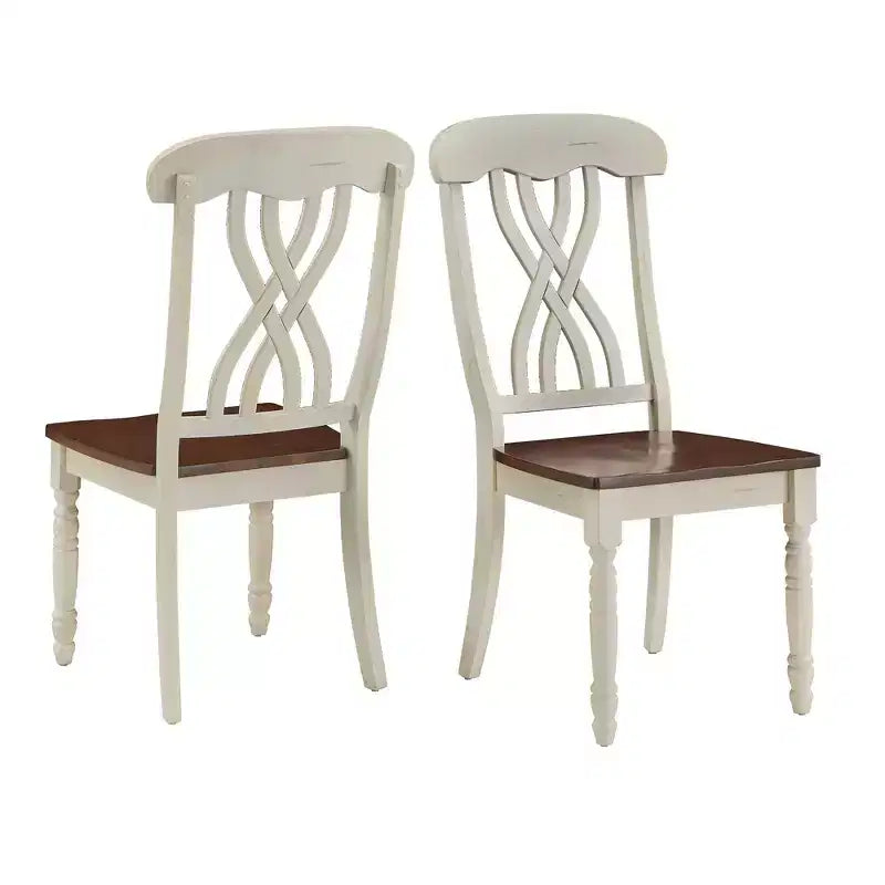 Chaises de salle à manger Ohana bicolores à dossier croisé (lot de 2) - iNSPIREQ
