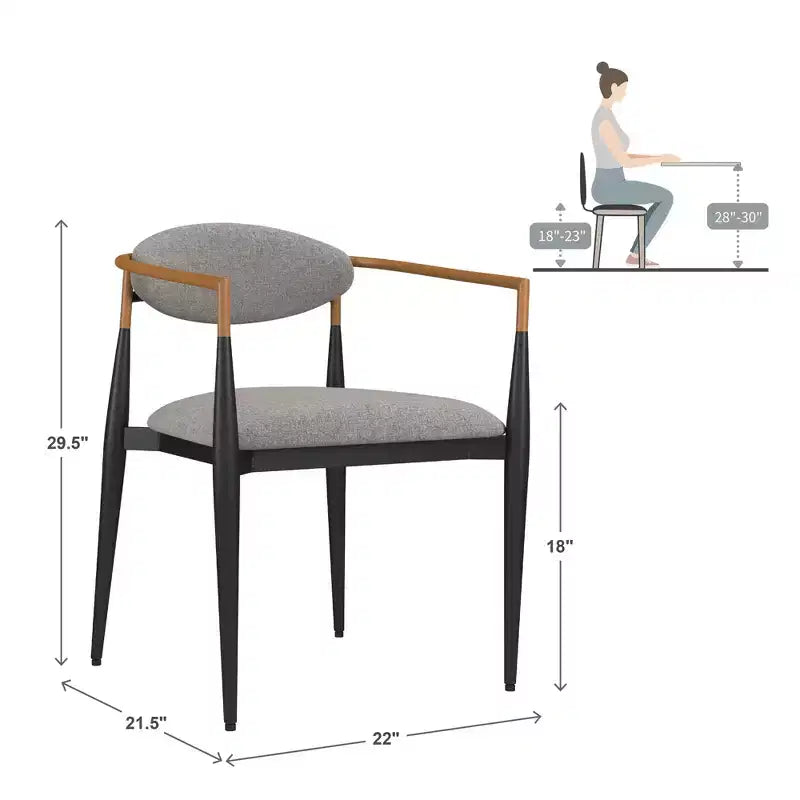 Chaise de salle à manger Merced style moderne du milieu du siècle, finition bicolore cuivre et noir (lot de 2) - iNSPIREQ