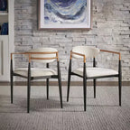 Chaise de salle à manger Merced style moderne du milieu du siècle, finition bicolore cuivre et noir (lot de 2) - iNSPIREQ