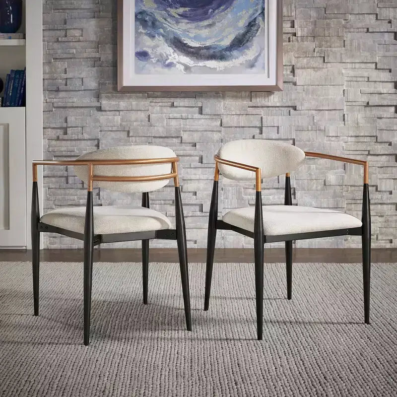 Chaise de salle à manger Merced style moderne du milieu du siècle, finition bicolore cuivre et noir (lot de 2) - iNSPIREQ
