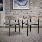 Chaise de salle à manger Merced style moderne du milieu du siècle, finition bicolore cuivre et noir (lot de 2) - iNSPIREQ