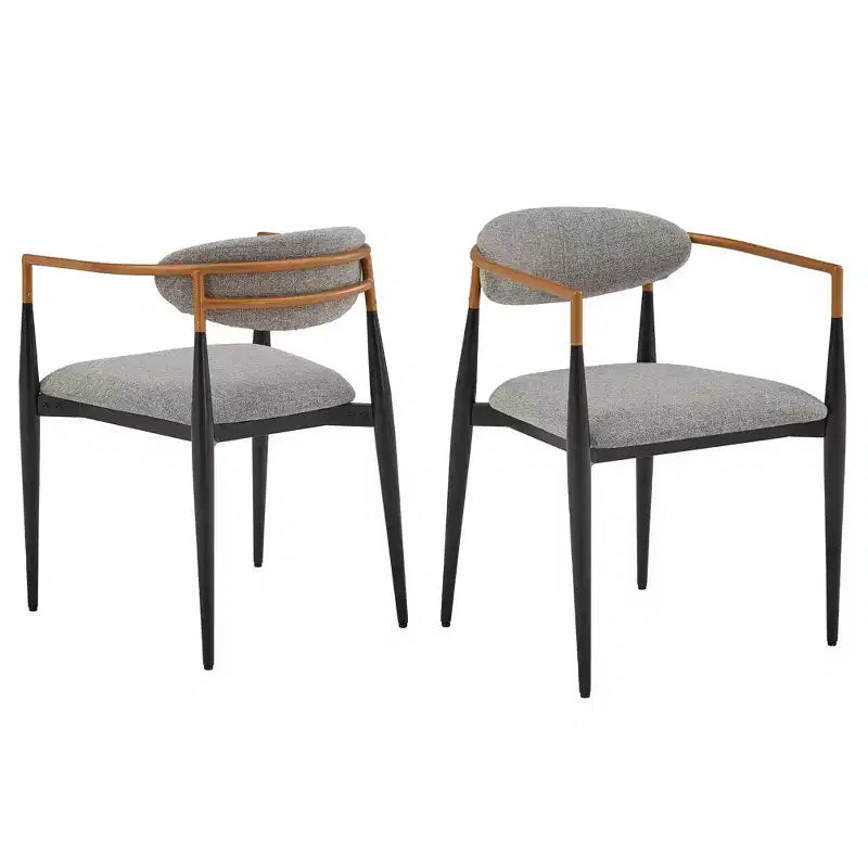 Chaise de salle à manger Merced style moderne du milieu du siècle, finition bicolore cuivre et noir (lot de 2) - iNSPIREQ