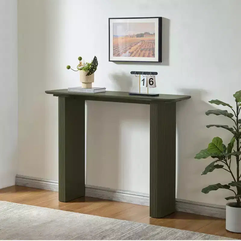 Kings Brand Furniture Console Table Narrow Fluted Rectangle Modern Sofa Table for Entryway Hallway Living Room Foyer