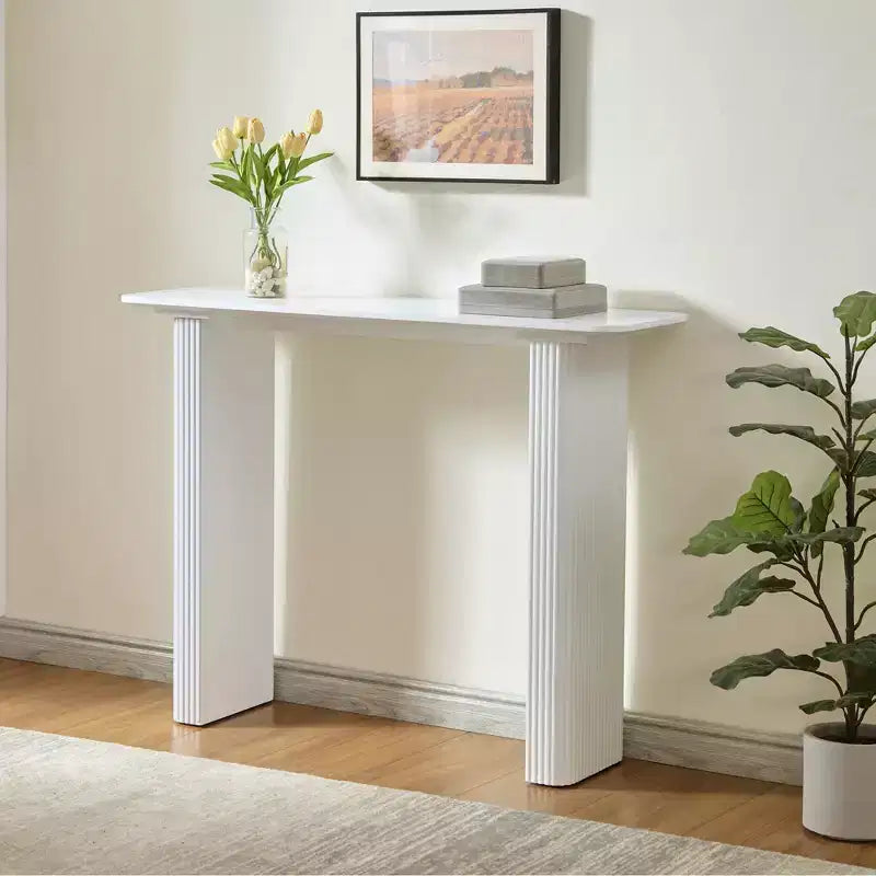 Kings Brand Furniture - Console étroite rectangulaire cannelée moderne pour entrée, couloir, salon ou foyer
