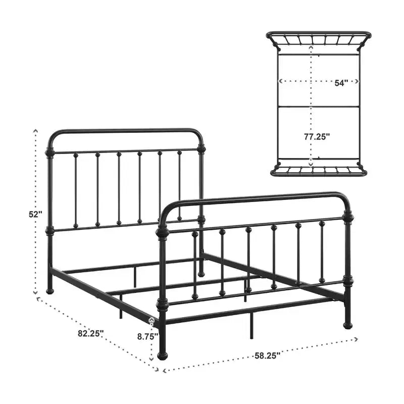 Lit double Rivington Graceful Lines victorien en métal – Noir – iNSPIRE Q