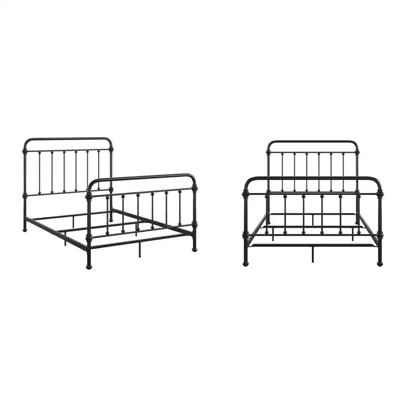 Lit double Rivington Graceful Lines victorien en métal – Noir – iNSPIRE Q