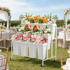 Coolmee Présentoir à fleurs avec 12 seaux carrés, Chariot à fleurs en métal avec roues pour patio, jardin, magasin, intérieur et extérieur