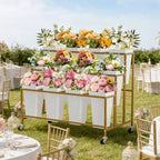 Coolmee Présentoir à fleurs avec 12 seaux carrés, Chariot à fleurs en métal avec roues pour patio, jardin, magasin, intérieur et extérieur
