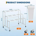 Coolmee Présentoir à fleurs avec 12 seaux carrés, Chariot à fleurs en métal avec roues pour patio, jardin, magasin, intérieur et extérieur