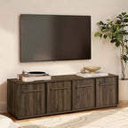 Meuble TV LuxenHome 70,9" Noyer pour salon, console multimédia en bois pour téléviseurs jusqu'à 75", meuble TV bas marron