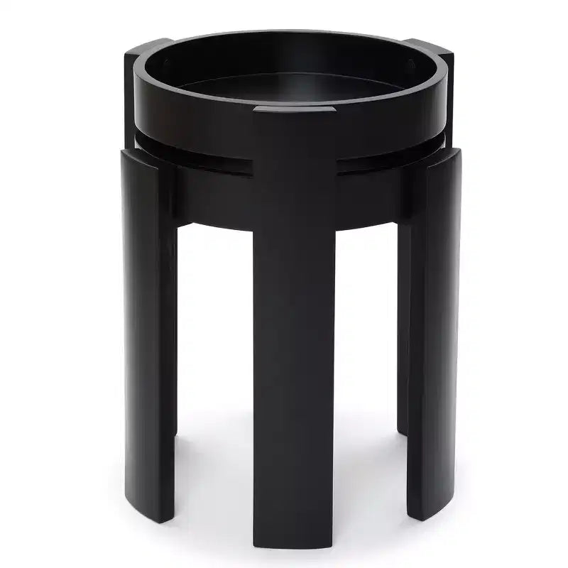 LuxenHome Lot de 2 tables gigognes noires, tables d'appoint rondes modernes et peu encombrantes pour salon, chambre à coucher