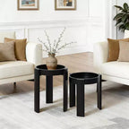 LuxenHome Lot de 2 tables gigognes noires, tables d'appoint rondes modernes et peu encombrantes pour salon, chambre à coucher