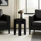 LuxenHome Lot de 2 tables gigognes noires, tables d'appoint rondes modernes et peu encombrantes pour salon, chambre à coucher