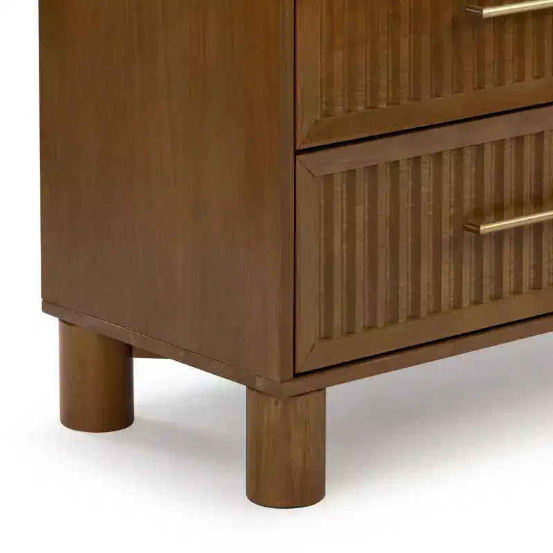 Commode à 6 tiroirs cannelés Sera avec poignée en laiton