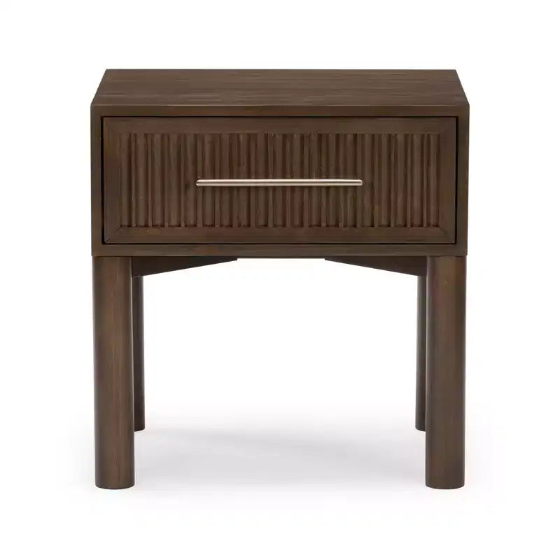 Table de chevet Sera à 1 tiroir cannelé avec poignée en laiton