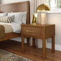 Sera Fluted 1 Drawer Nightstand with Brass Handle