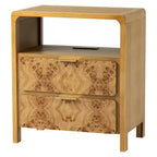 COZAYH Farmhouse 3 Drawer Dresser, Rustic Vintage Nightstand, Home Bedroom Wooden Side Table Burl Finish Vintage Accent, Natural