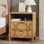 Commode de ferme COZAYH à 3 tiroirs, table de chevet rustique vintage, table d'appoint en bois pour chambre à coucher, finition burl vintage, naturelle