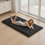 VEVOR Tapis Tatami Japonais, Matelas Tatami Japonais Pliable Taille Double, Matelas Futon avec Sac de Rangement, Tapis de Sol 9 Couches, 80 x 39 x 3,5 pouces, Noir