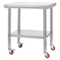 VEVOR Stainless Steel Table, 24 x 30 Inches Food Prep Worktable with Wheels, Kitchen Prep Table with Adjustable Undershelf Workstations ,Silver