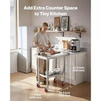 Table en acier inoxydable VEVOR, plan de travail de préparation des aliments de 61 x 76 cm avec roulettes, table de préparation de cuisine avec étagère inférieure réglable, argent