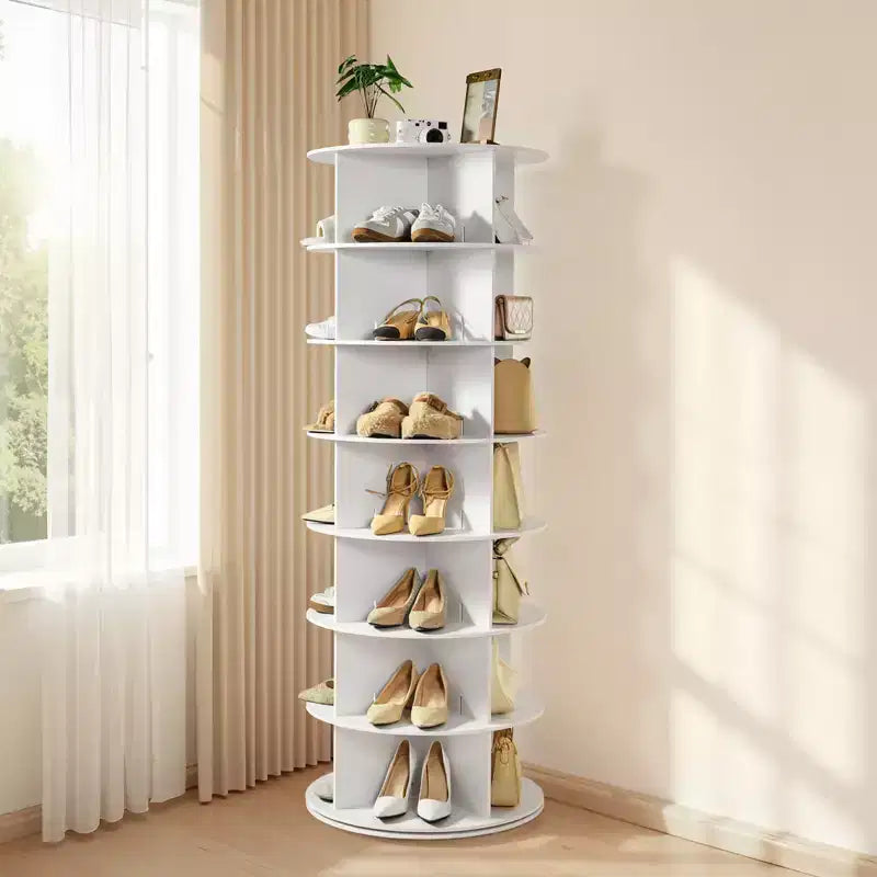 Étagère à chaussures rotative VEVOR 7 niveaux, tour à chaussures pivotante à 360°, présentoir carrousel de rangement rotatif rond, présentoir organiseur autonome Lazy Susan, blanc